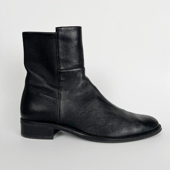 Stuart Weitzman Sleek Black Leather Booties - Picture 10 of 11